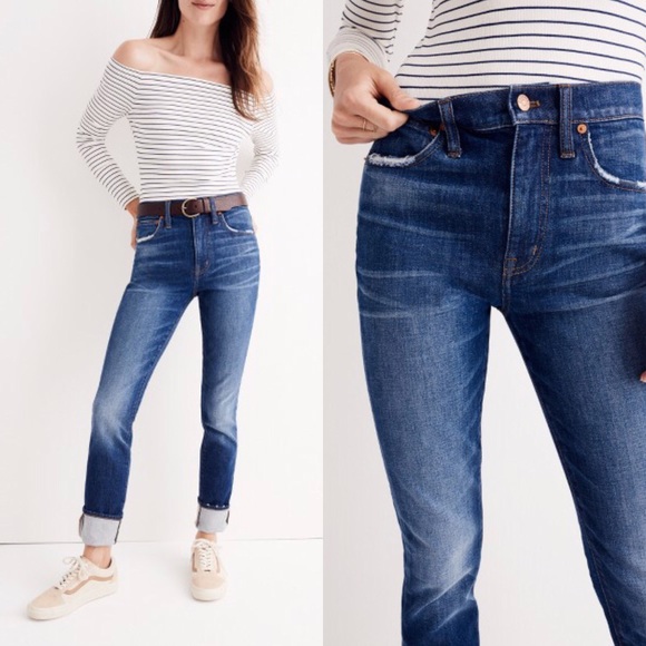 madewell high waist slim boy jean
