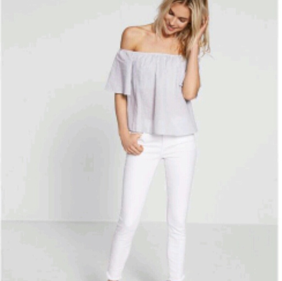 Express Tops - Express off the Shoulder Smocked Bandeau Top