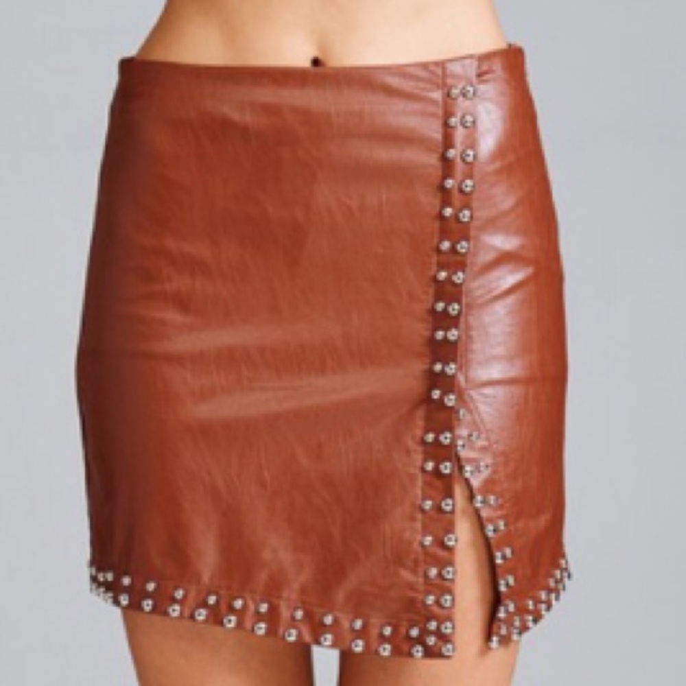 NWT Vegan Studded Mini Skirt! - Picture 2 of 3