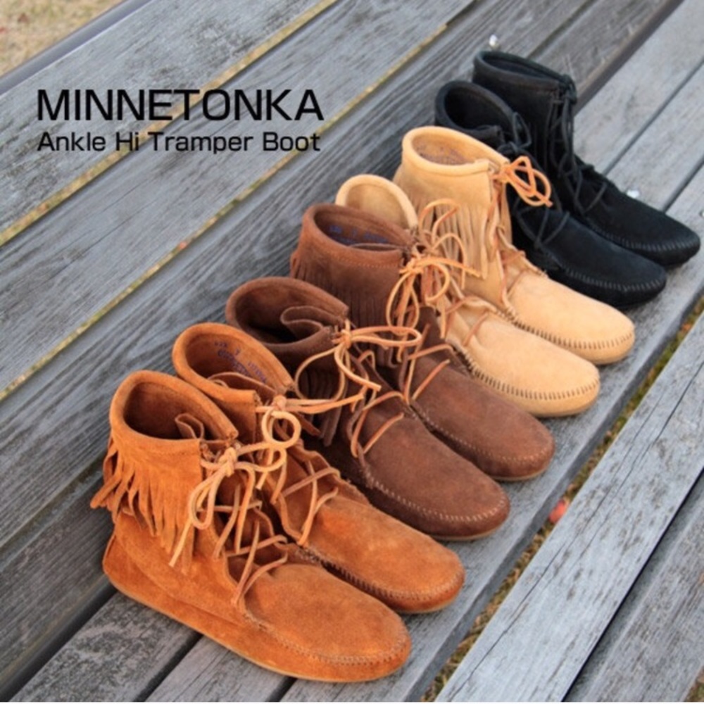 EUC Minnetonka Ankle Fringe Boots, Sz 8, Brown/Tan