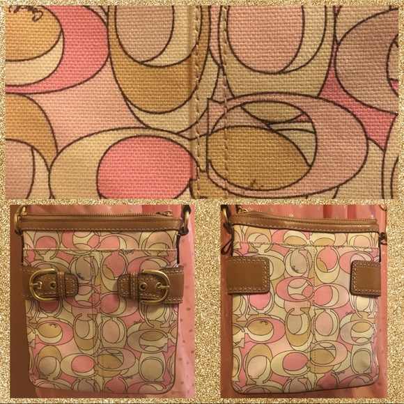 Cream Pink COACH crossbody signature purse. - Picture 2 of 3