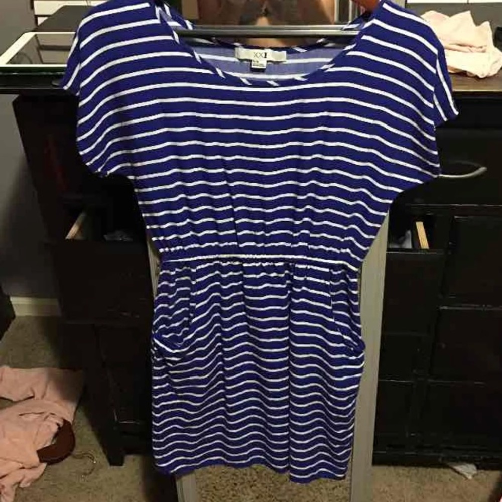 Striped blue & white dress