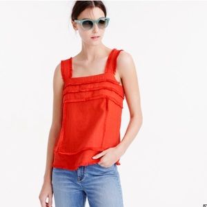 J. Crew Linen Tank Top with Fringe Red
