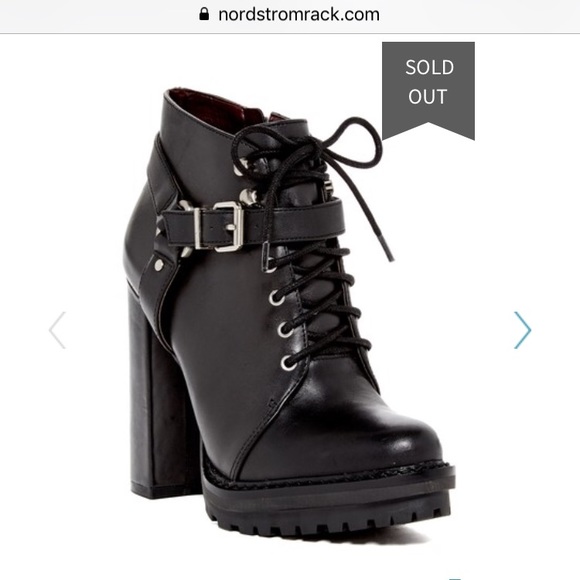 ISO — BCBG Henrik Bootie in Black Leather, sz 5.5 - Picture 1 of 2