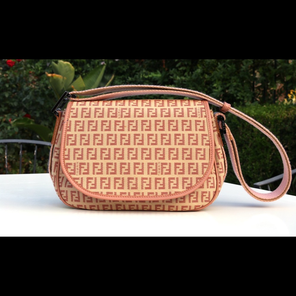 FENDI logo print canvas bag