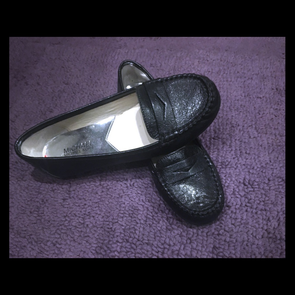Michael by Michael Kors black leather flat loafers