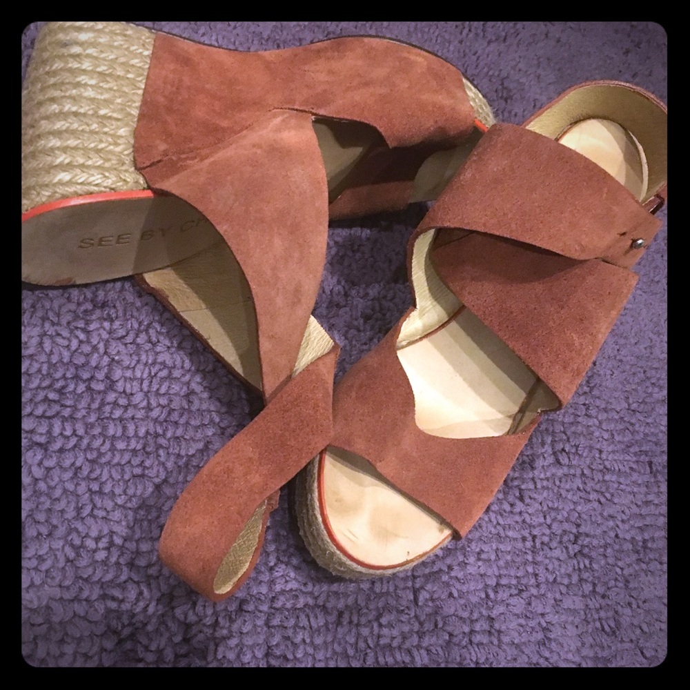 SEE by Chloe wraparound leather platform sandals