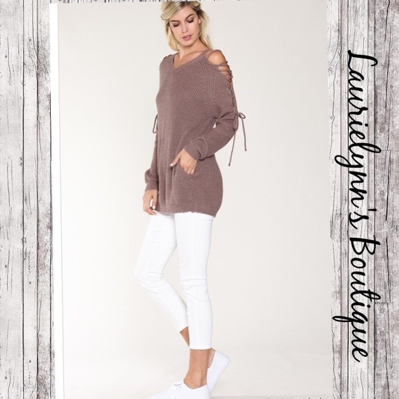 Laurielynn's Boutique Sweaters - HP Knit crochet, cold shoulder sweater