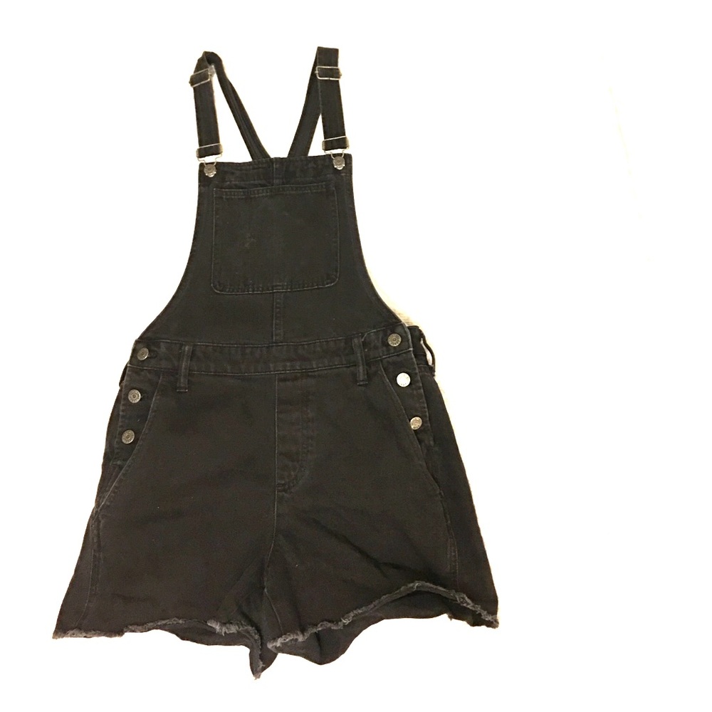 Madewell Black Cutoff Overalls (medium)