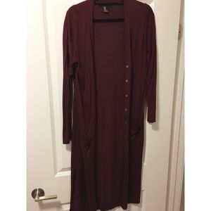 Forever 21 maxi cardigan maroon