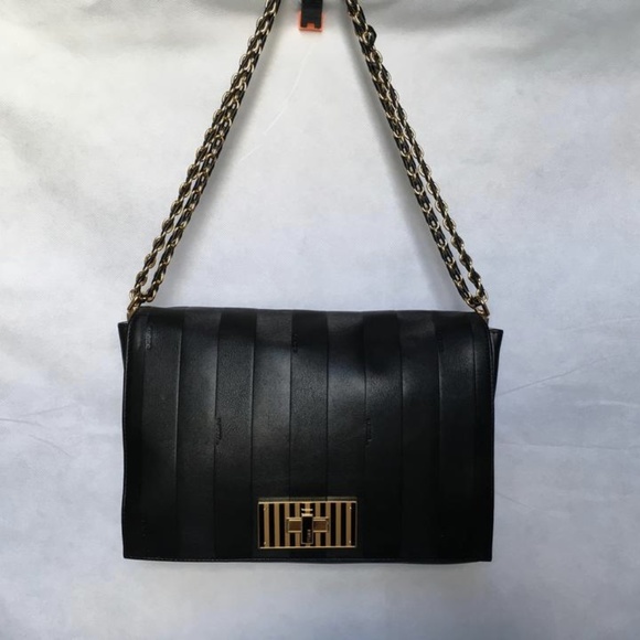 Auth. FENDI Pequin Tonal Stripe Shoulder Bag - Picture 3 of 8