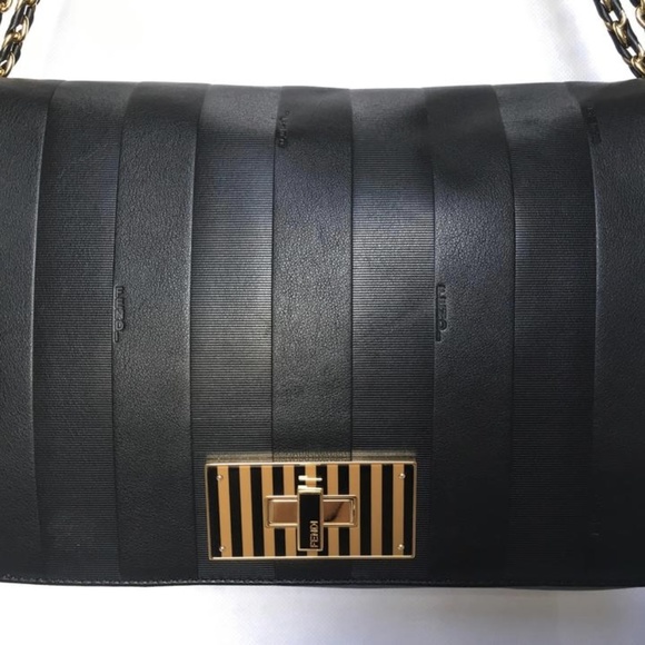 Auth. FENDI Pequin Tonal Stripe Shoulder Bag - Picture 5 of 8