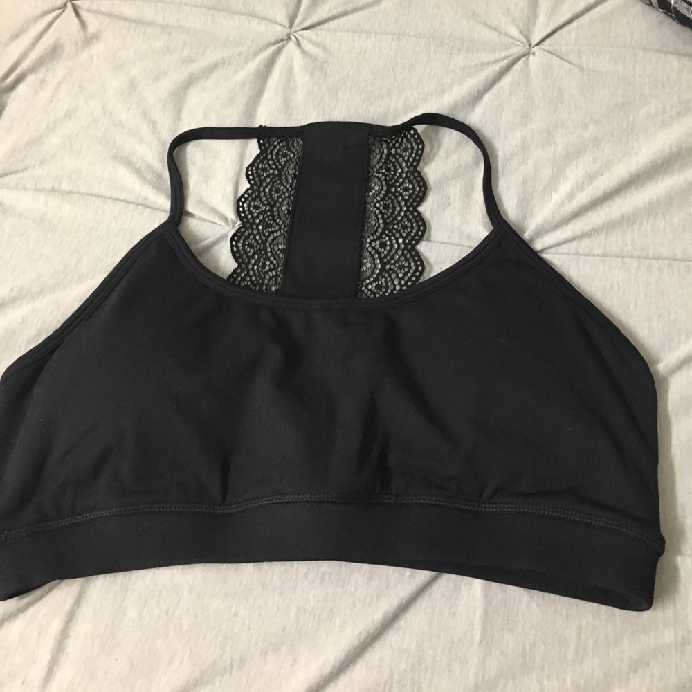 Black racer back sports bra