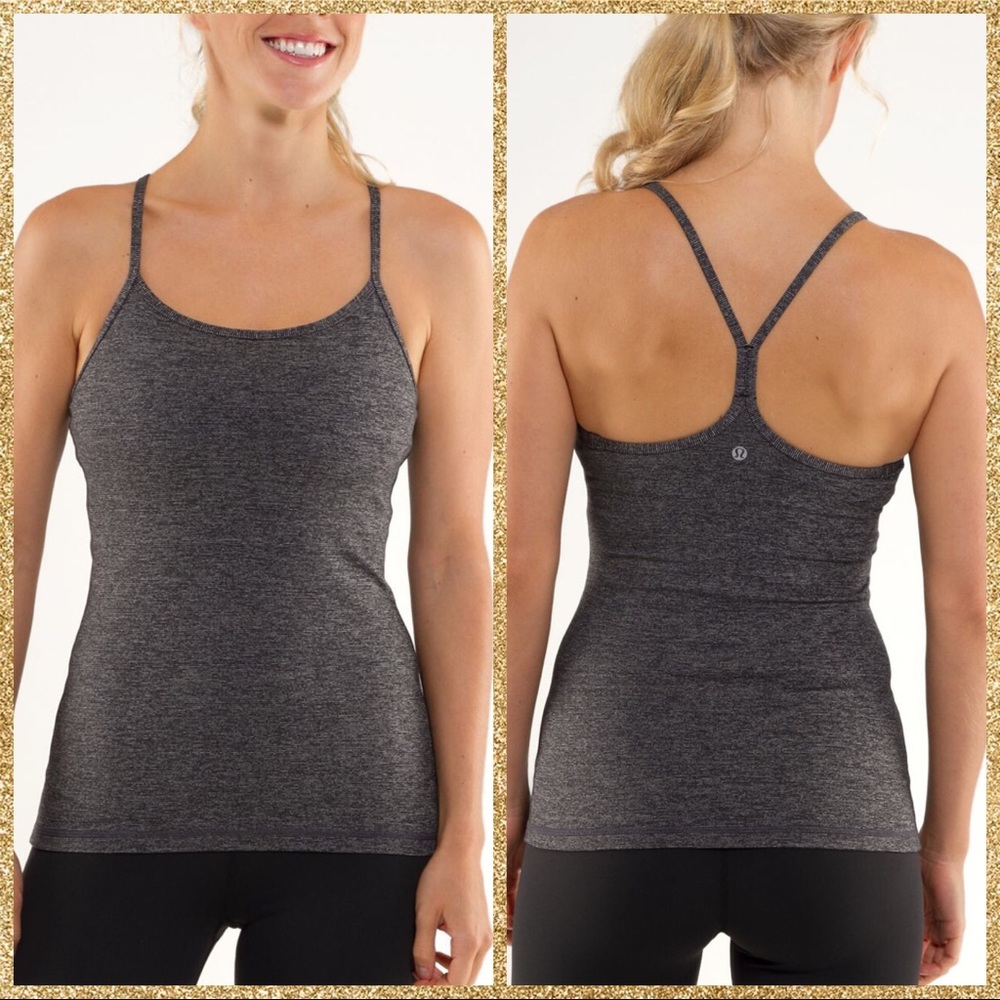 (2) Lululemon Power Y Tank Black Stripes Galore