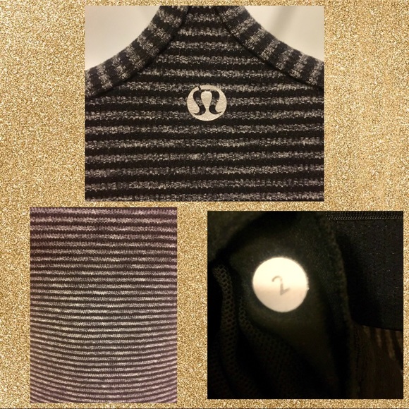 (2) Lululemon Power Y Tank Black Stripes Galore - Picture 3 of 3