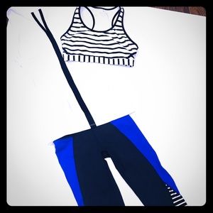 Athleta Spree Tank - White/Blue Stripe - Size XS