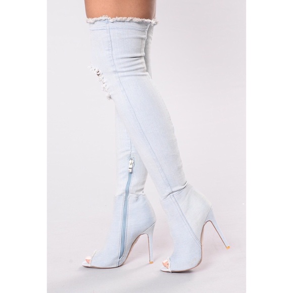 SOLD Denim thigh high boots - Picture 1 of 4