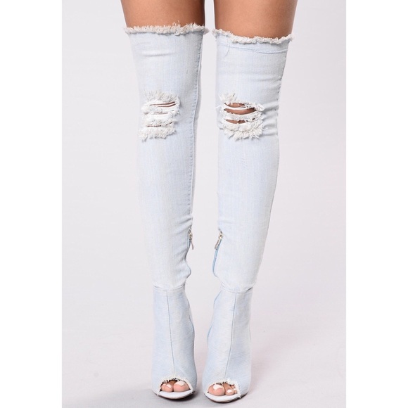 SOLD Denim thigh high boots - Picture 2 of 4