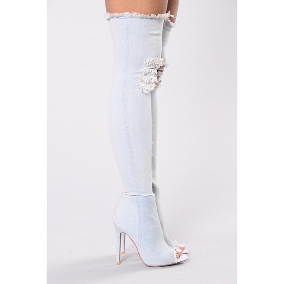 SOLD Denim thigh high boots - Picture 4 of 4