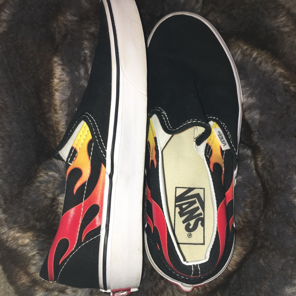Classic Slip on Vans with a Firey Twist