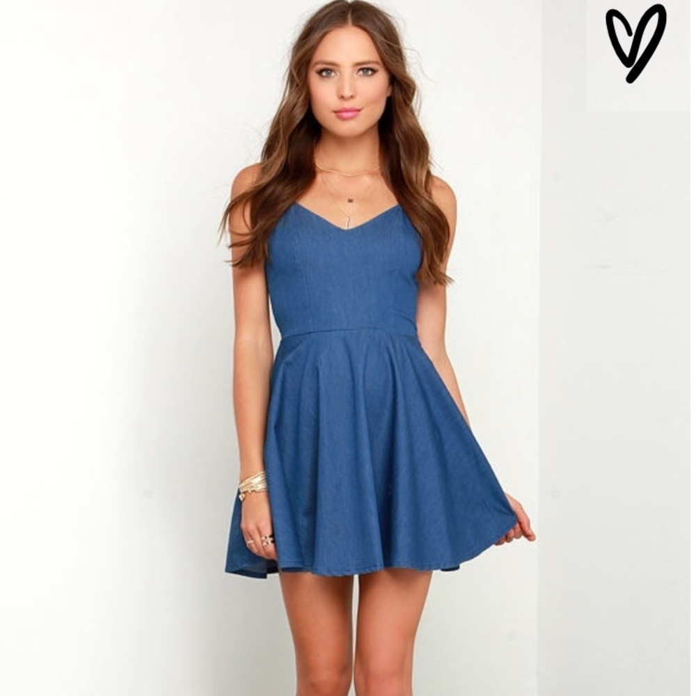 Rhythm Birkin Blue Chambray Skater Dress