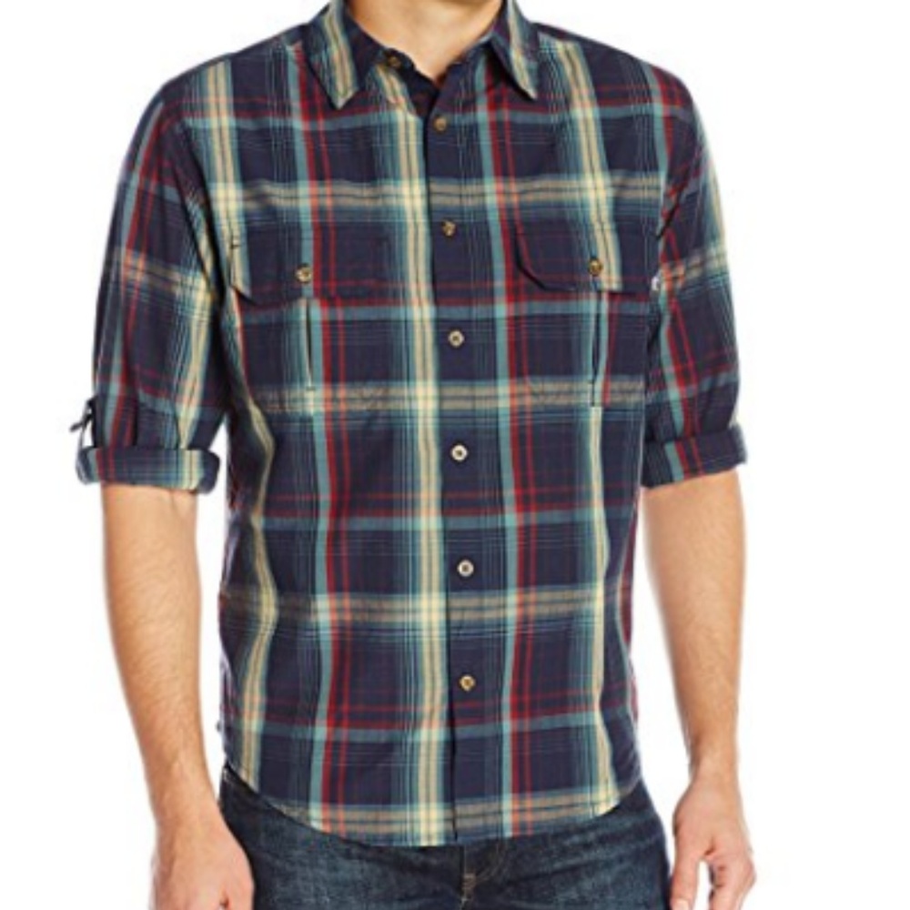 Men's Long Sleeve Roll-up Tartan Plaid Midway Yarn-Dye Shirt NEW