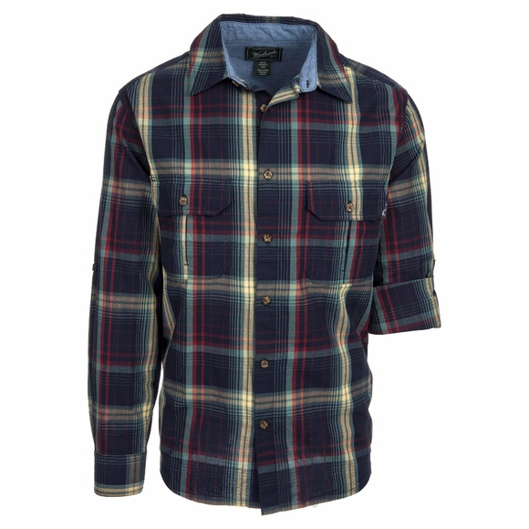 Men's Long Sleeve Roll-up Tartan Plaid Midway Yarn-Dye Shirt NEW - Picture 4 of 4