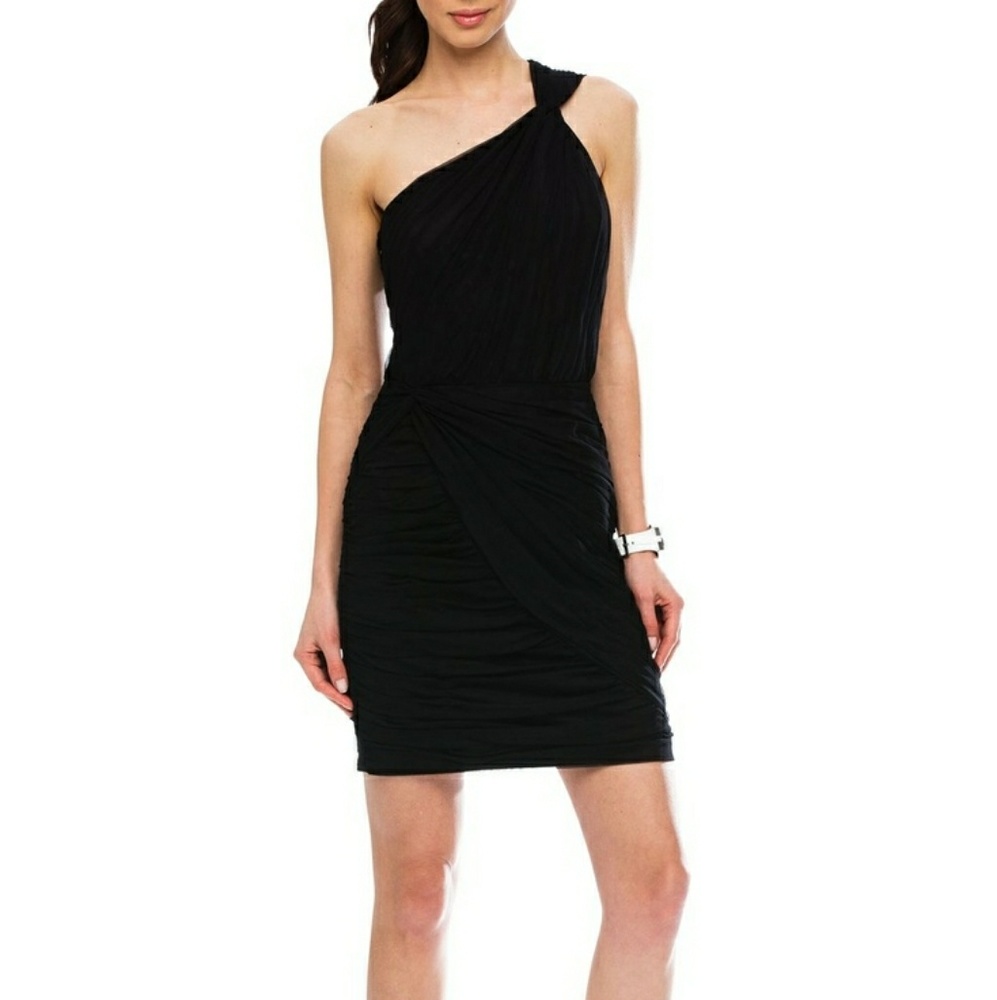 Armani Exchange One Shoulder Black Dress