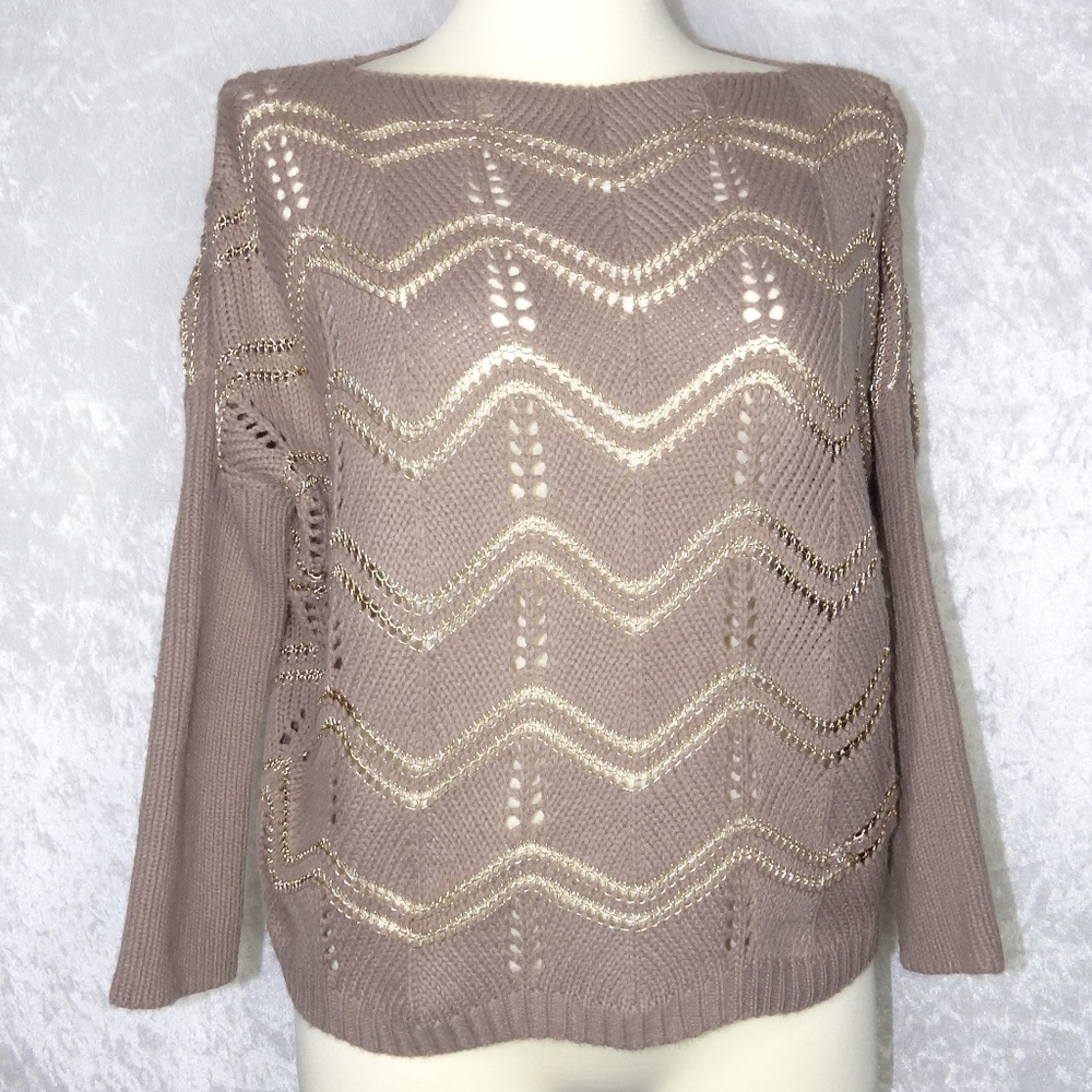 Vince Otto Knit Dolman Sweater Beige Gold sz M