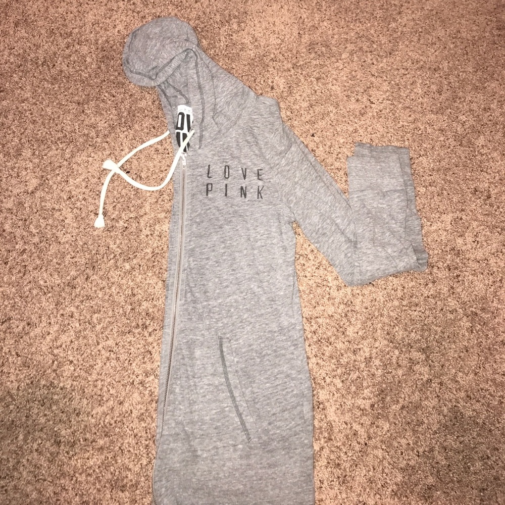 gray light weight pink/victoria secret zip-up