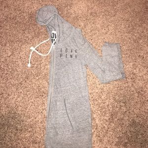 gray light weight pink/victoria secret zip-up