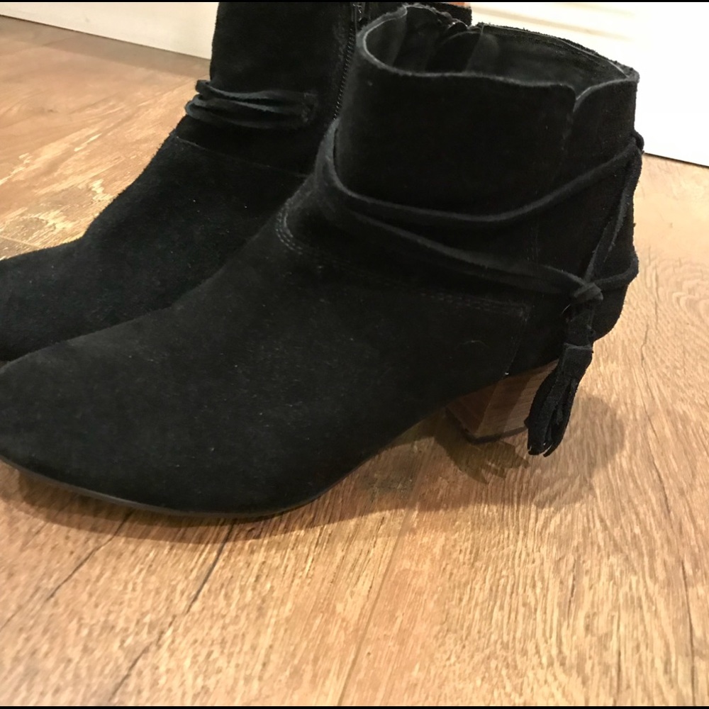 Black Suede Chelsea Crew Tassel Booties
