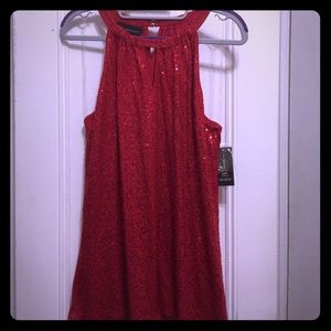 INC XL Red Sequins Blouse
