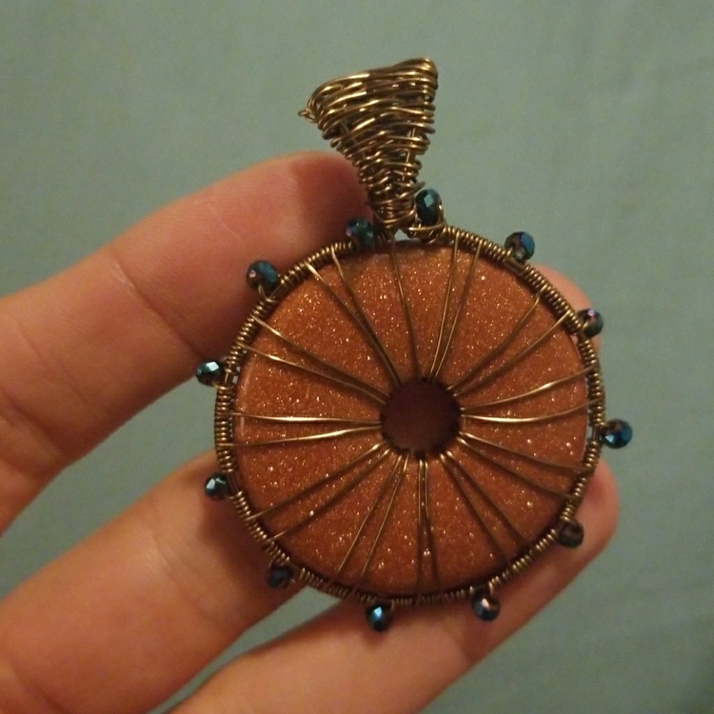 Wire wrapped necklace pendant