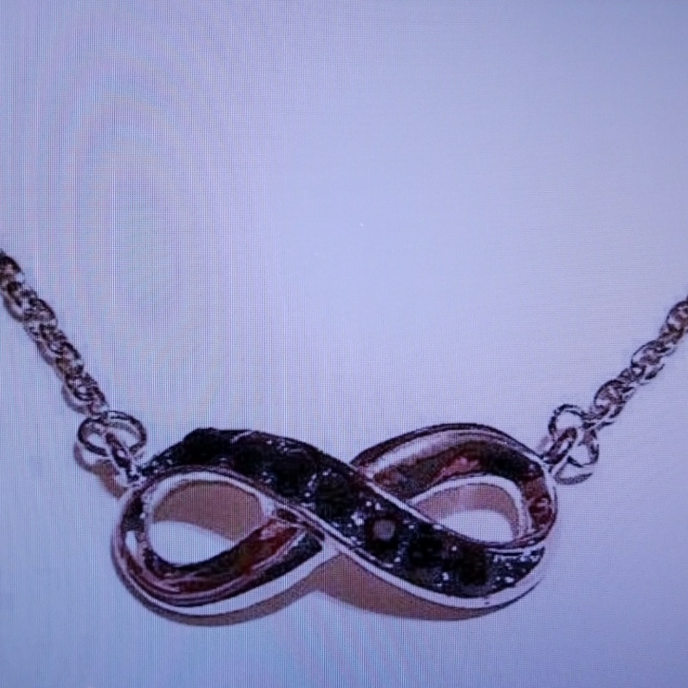 ♾ Infinity Pendant Necklace with Black Crystals
