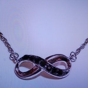 ♾ Infinity Pendant Necklace with Black Crystals
