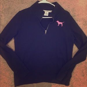 Pink sweatshirt.