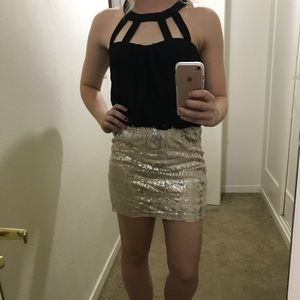 Black and Tan sequin dress