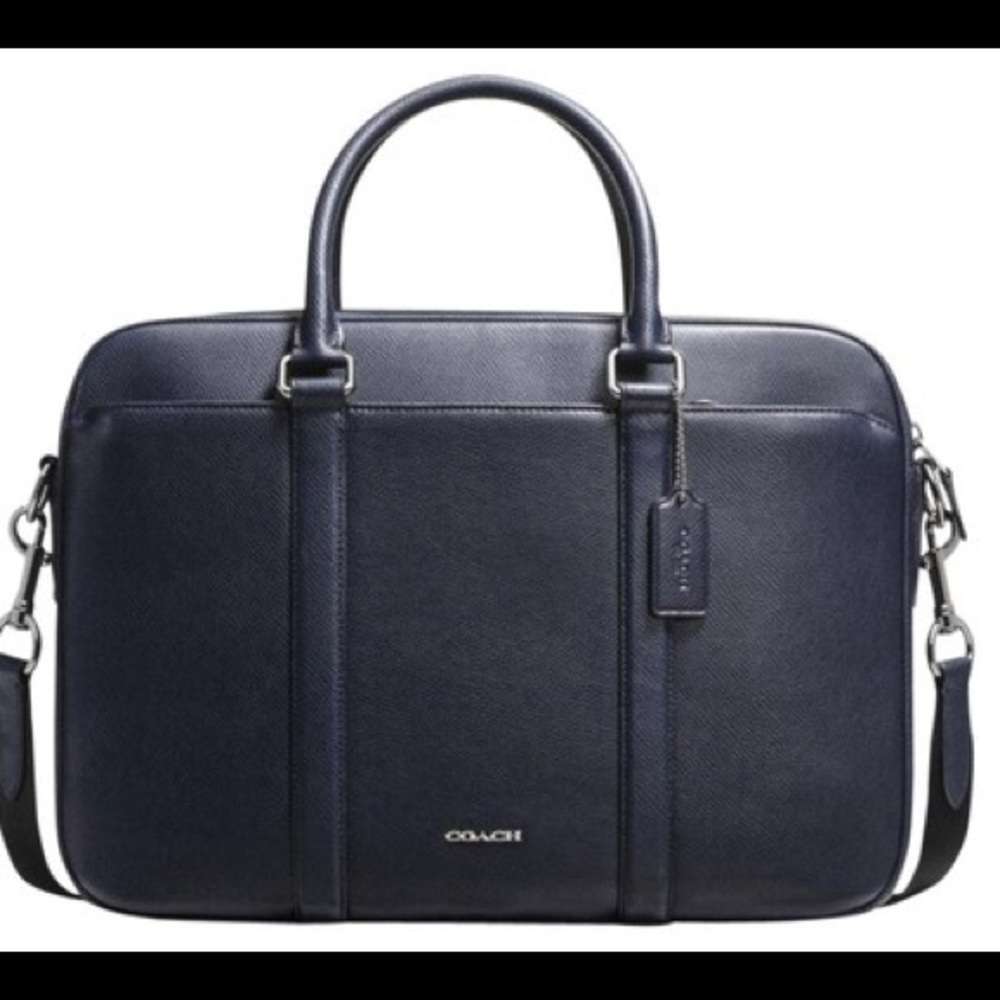 NWT Coach Perry Slim Brief In Crossgrain Leather