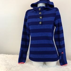 Avalanche Blue Striped Fleece Hooded Pullover