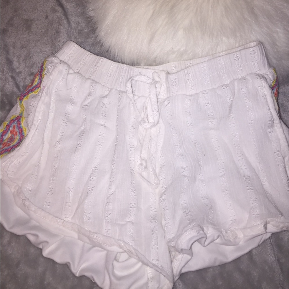 White embroidered shorts