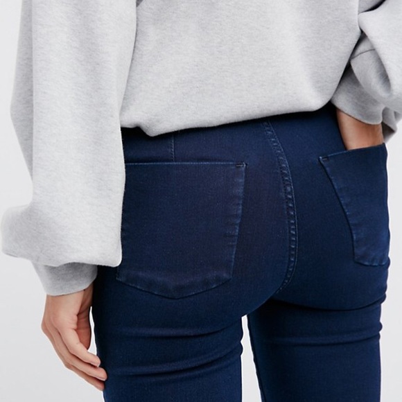 Washed Denim LEGGING Pant Jeggings Pockets Black - Picture 2 of 6