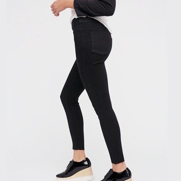 Washed Denim LEGGING Pant Jeggings Pockets Black - Picture 5 of 6