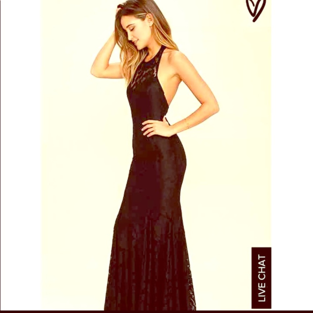 Black Lace Halter Dress