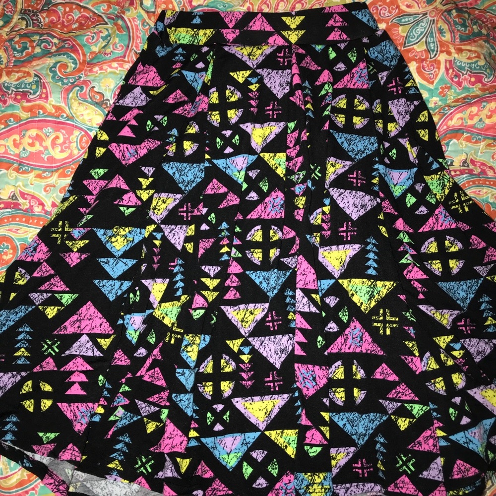 LuLaRoe Bright Geometric XS Madison Skirt