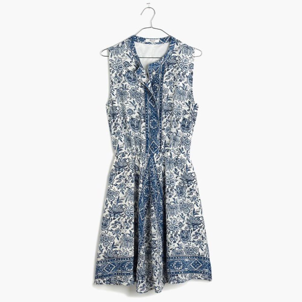 Madewell silk journey shirt dress porcelain floral