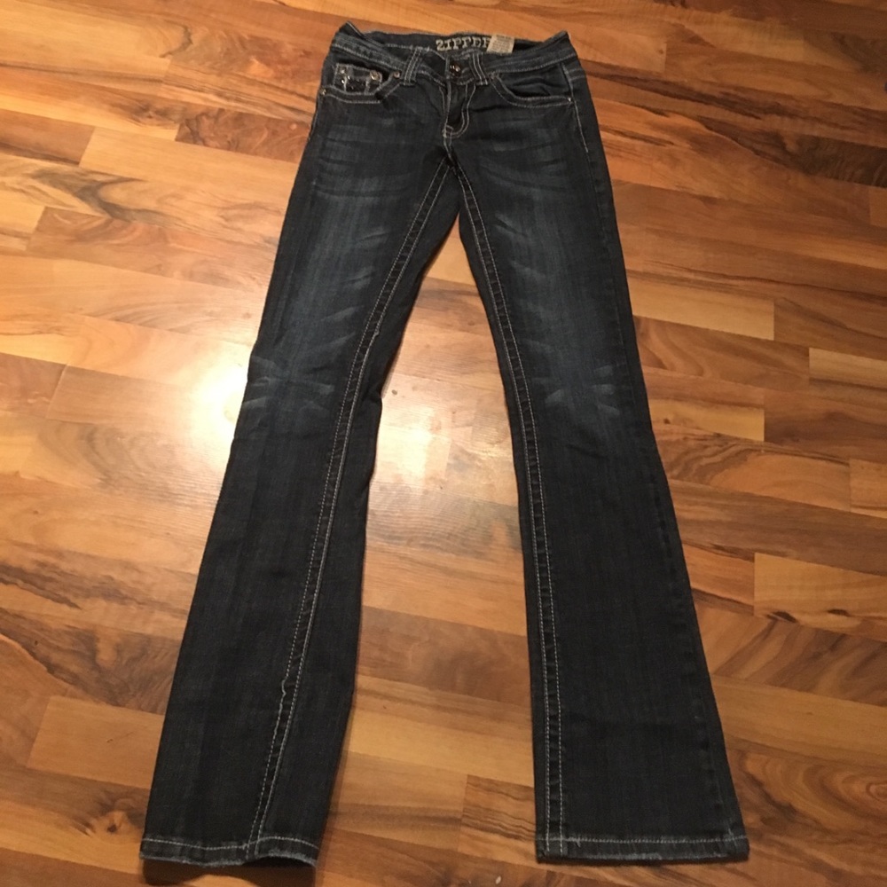 Blue Zipper Size 1 Boot Cut Jeans