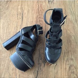 Topshop black platforms chunky heel