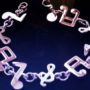 Music notes silver  link bracelet