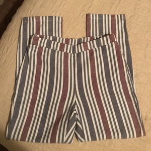 High rise navy red white stripe crop